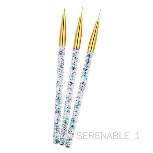 Serenable Ensemble De Pinceaux Pour Nail Art, 4x3x, 3 Tailles, Pour Lignes Fines, Vernis , Doré 4 Pièces