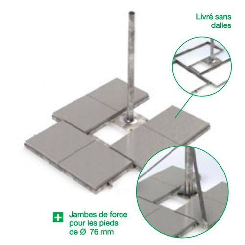 SUPPORT TOIT ANTENNE 6 DALLES 40X40 + MAT Ø76MM + JAMBES
