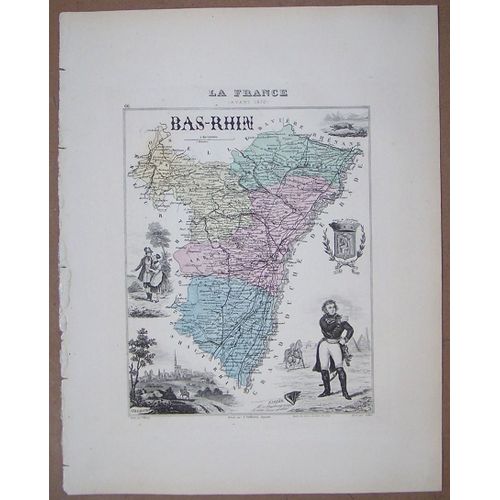 Gravure Du Departement Du Bas Rhin . Atlas Migeon 1886