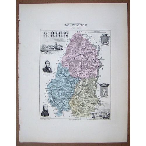 Gravure Du Departement Du Haut Rhin . Atlas Migeon 1886