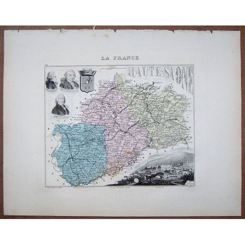 Gravure Du Departement De La Haute Saone . Atlas Migeon 1886