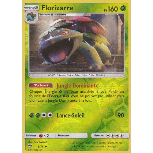 Carte Pokemon - Florizarre 3/73 - Holo-Reverse - Édition Soleil Et Lune Légendes Brillantes