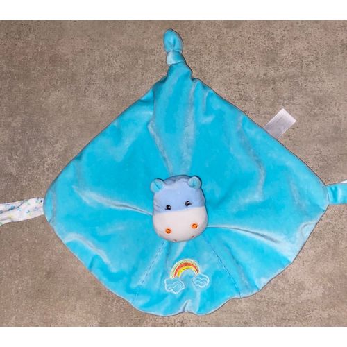 Doudou Hippopotame Bleu Gipsy Nuage Arc En Ciel Peluche Jouet Naissance Bebe