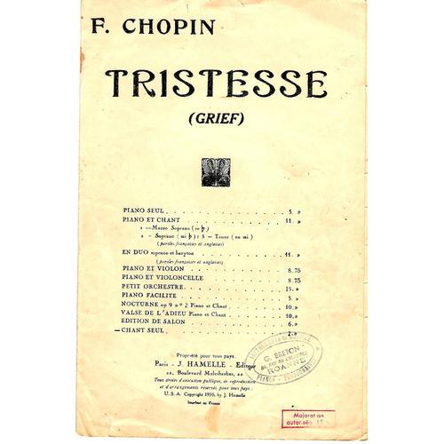 Achat Partition Tristesse Chopin Simplifiee Gratuite A Prix Bas Neuf Ou Occasion Rakuten