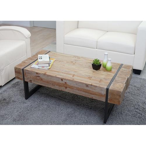 Table Basse De Salon Hwc-A15, Sapin Massif Rustique 40x120x60cm