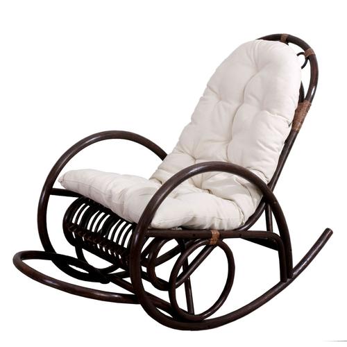 Rocking-Chair Fauteuil À Bascule Hwc-C40, Bois Marron   Coussin Blanc