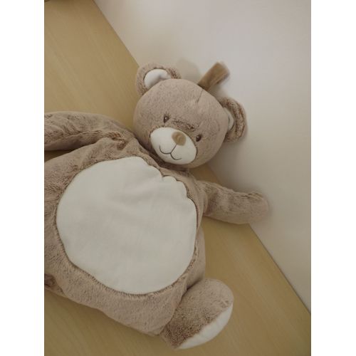 Peluche Doudou Range Pyjama Ours Marron Blanc Chiné Tex