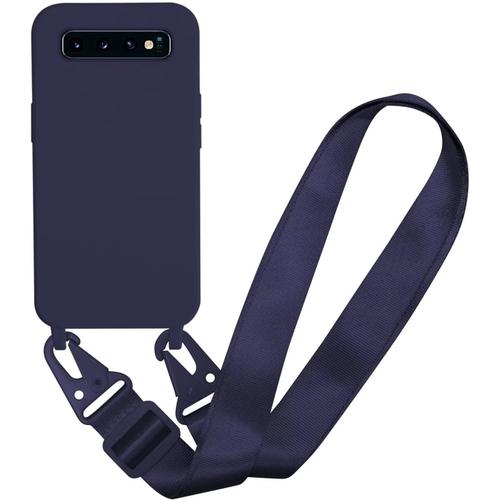 Coque Cordon Pour Samsung Galaxy S10 Housse Tpu Anti-Choc Protection Complète Collier Bleu Marine