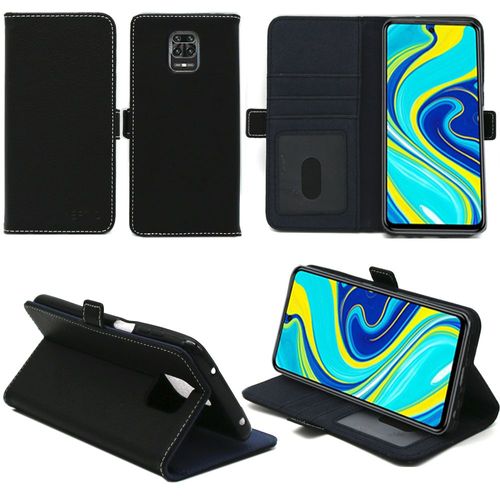 Xiaomi Redmi Note 9 Pro Etui Noir Protection Portefeuille À Rabat Avec Porte Cartes - Housse Redmi Note 9 Pro Noire Folio Coque Silicone Antichoc Smartphone - Accessoires Pochette Case