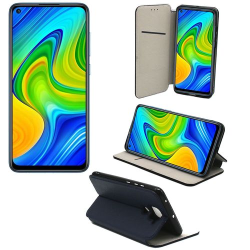 Xiaomi Redmi Note 9 Etui Protection Portefeuille Bleu À Rabat Avec Porte Cartes - Housse Redmi Note 9 Folio Bleue Navy Coque Silicone Antichoc Smartphone - Accessoires Pochette Case