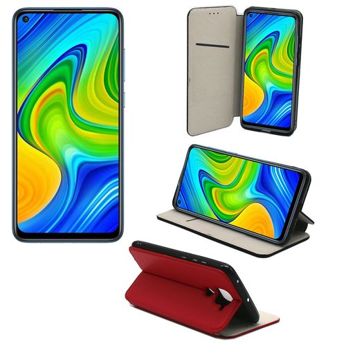 Xiaomi Redmi Note 9 Etui Protection Portefeuille Rouge À Rabat Avec Porte Cartes - Housse Redmi Note 9 Folio Coque Silicone Antichoc Smartphone - Accessoires Pochette Case