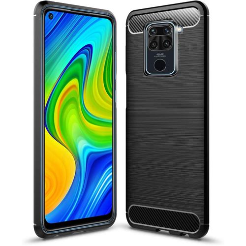 Coque Brossée Noire Xiaomi Redmi Note 9 Carbon Fiber Antichoc - Accessoires Pochette Case Nouveau Redmi Note 9
