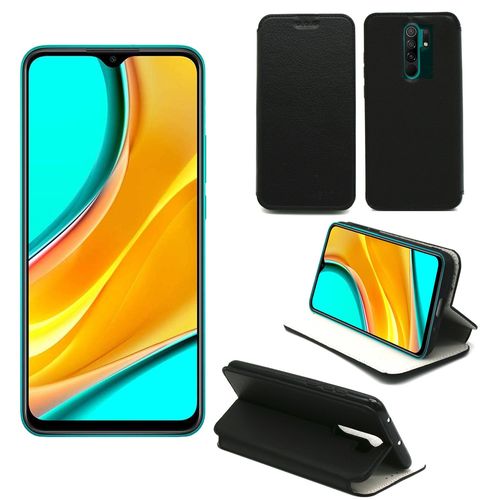 Xiaomi Redmi 9 Etui Noir Protection Portefeuille À Rabat Avec Porte Cartes - Housse Redmi 9 Noire Folio Coque Silicone Antichoc Smartphone - Accessoires Pochette Case