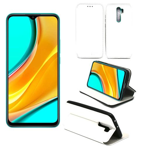 Xiaomi Redmi 9 Etui Protection Portefeuille Blanc À Rabat Avec Porte Cartes - Housse Redmi 9 Folio Blanche Coque Silicone Antichoc Smartphone - Accessoires Pochette Case