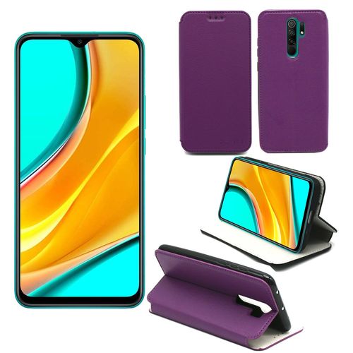 Xiaomi Redmi 9 Etui Protection Portefeuille Violet À Rabat Avec Porte Cartes - Housse Redmi 9 Folio Violette Coque Silicone Antichoc Smartphone - Accessoires Pochette Case