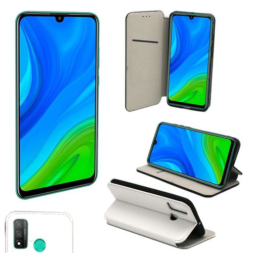 Housse Portefeuille Pour Huawei P Smart 2020 Blanche - Etui Coque Psmart 2020 Avec Porte Cartes Protection Antichoc À Rabat Smartphone - Accessoires Pochette Case Blanc