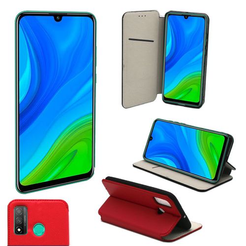 Housse Portefeuille Pour Huawei P Smart 2020 Rouge - Etui Coque Psmart 2020 Avec Porte Cartes Protection Antichoc À Rabat Smartphone - Accessoires Pochette Case