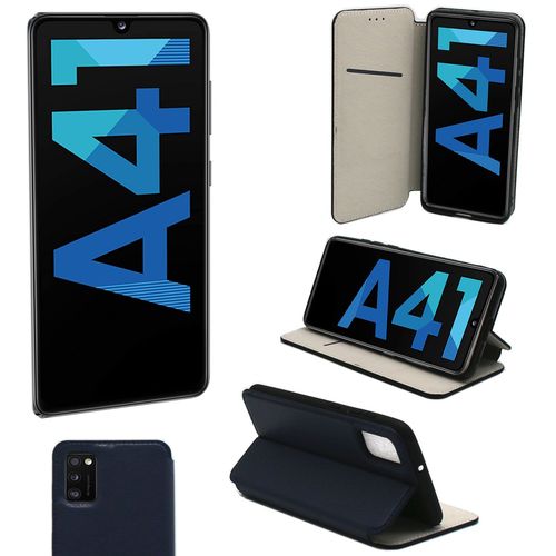 Housse Pour Samsung Galaxy A41 À Rabat Bleue Avec Porte Cartes - Etui Bleu Coque Protection Antichoc À Rabat Smartphone 2020