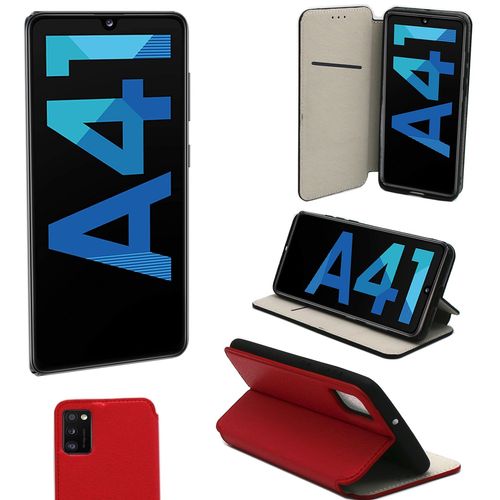 Housse Pour Samsung Galaxy A41 À Rabat Rouge Avec Porte Cartes - Etui Coque Protection Antichoc À Rabat Smartphone 2020