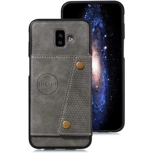 Coque Samsung Galaxy J6 Plus, Etui En Cuir De Téléphone Avec Emplacement De Cartes Coque + Film De Protection D`Écran Téléphon