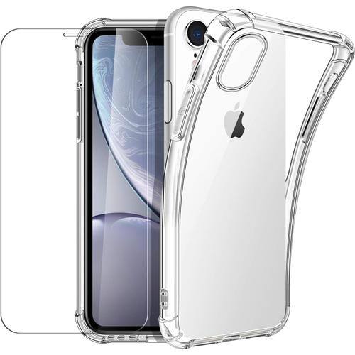 Coque Iphone Xr 6.1 Verre Trempé Silicone Tpu Bumper Protection Claire Avec Coins Renforcés.