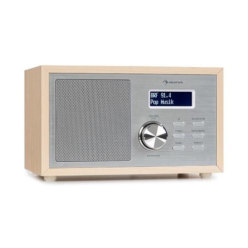 auna Ambient Radio DAB/DAB+ FM Bluetooth 5.0 Ecran LCD Réveil Design Bois Marron