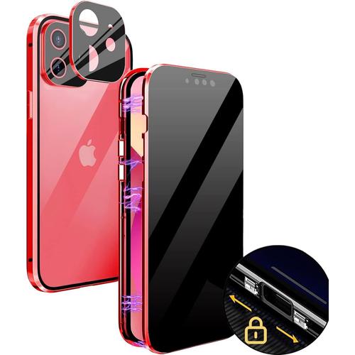 Coque Anti-Espion Pour Iphone 11 - Magnétique 360° - Verre Trempé - Protège Regard Indiscret Avant/Arrière Et Appareil Photo