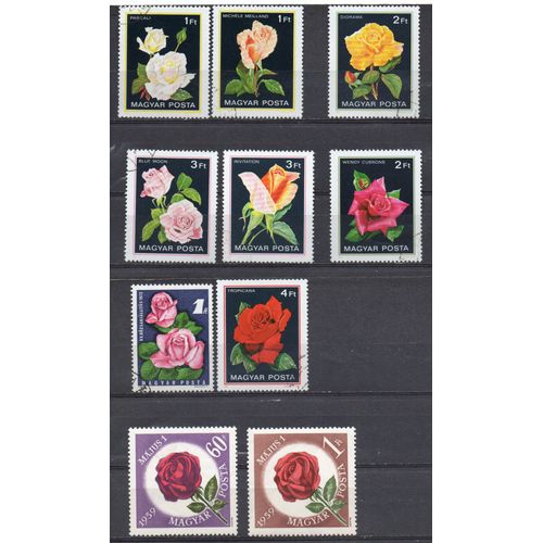 Hongrie- Lot De 8 Timbres Oblitérés- Roses