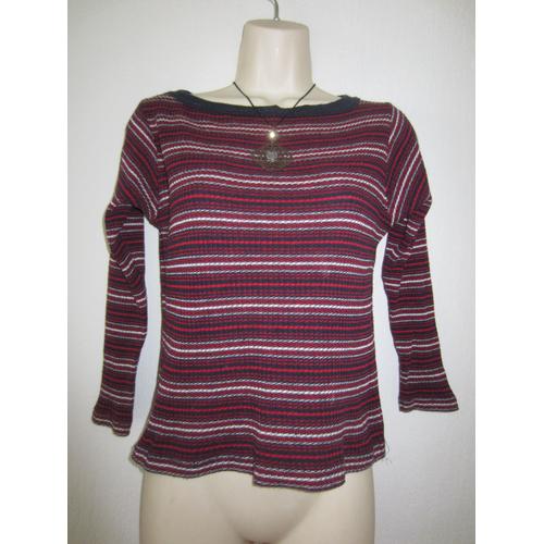 Pull Bordeaux Rayé T 36