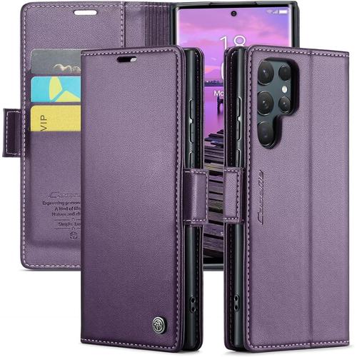 Coque Pour Samasung Galaxy S24 Ultra, Housse En Cuir Pu Premium Etui À Rabat Pochette De Portefeuille Étui De Protection Pour Sama