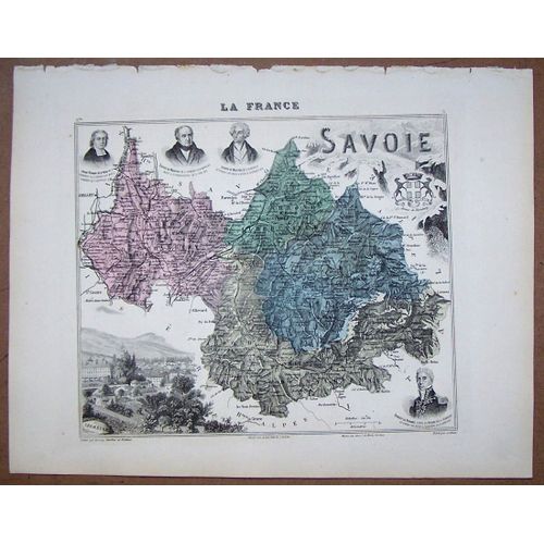 Gravure Du Departement De La Savoie . Atlas Migeon 1886
