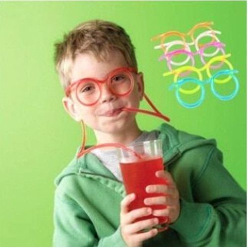 Xm En Vogue! Lunettes Souples Drôles Paille Unique Tube Flexible À Boire Accessoires De Fête Pour Enfants Pailles À Boire En Plastique Colorées