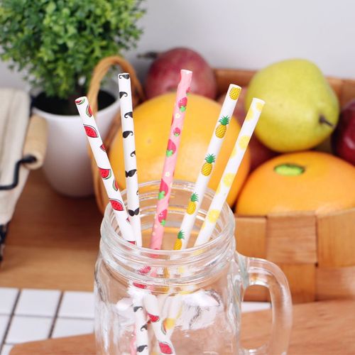 Xm Pailles À Boire En Papier Abricot Moustache Et Fruits Décoration De Mariage Fournitures De Noël Pour Anniversaire Enfant Et Bébé Halloween 25 Pièces