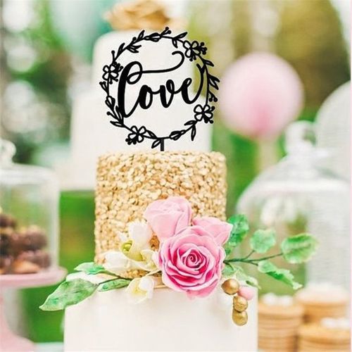 Xm Décoration De Gâteau De Mariage 1 Pièce Bricolage Noir Décoration De Fête D'anniversaire Et Réception De Mariage Fournitures Pour Réception-Cadeaux Pour Bébé