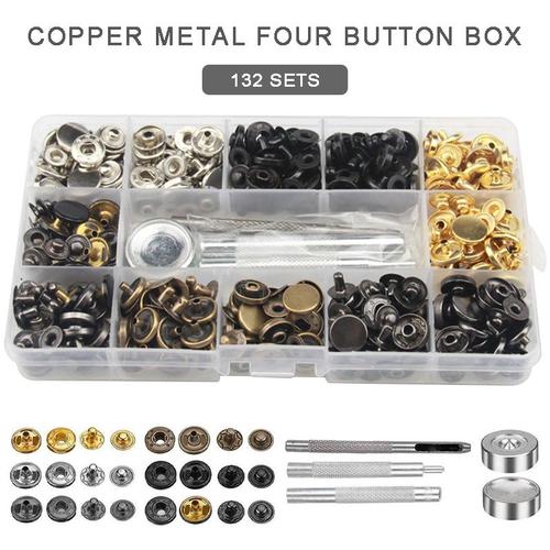 Xm 132 Ensemble Durable Coudre Bouton 12.5mm Résistant Pression Attaches Presse Goujons Kit Bouton Outil Pour Coudre Maroquinerie