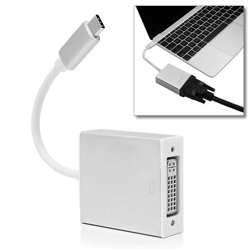 XM Adaptateur USB double câble adaptateur DVI hembra Carga USB-C convertisseur pour Macbook Pro conversation de type-c coup de foudre 3 3.1