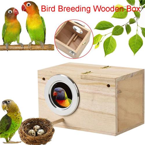 Xm Perruche Nid Boîte Oiseau Maison Bois Élevage Boîte Pour Tourtereaux Perroquets Extérieur Jardin Décoration Fournitures Pour Animaux De Compagnie 20f13