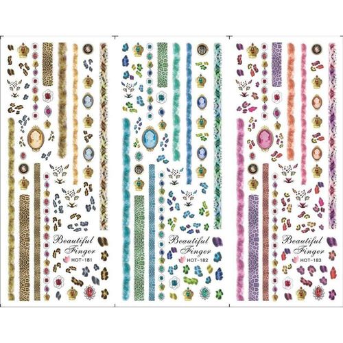 Bon66 3 Feuille/Lot Tribu Cacique Style Coloré Plume Grande Feuille Autocollant De Transfert D'eau Pour Bricolage Nail Art Décalque Série Chaude 