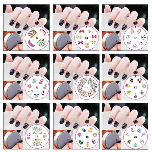 Bon66 20 Conceptions 1 Pièce Nail Art Plaque Estampage Modèle Outils Silicone Gel Transfert Impression Stamper Grattoir Joint Bricolage Décoration 