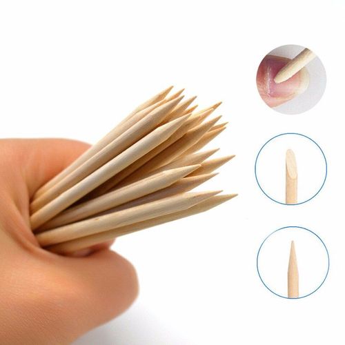 Bon66 50 Pièces 8cm/11cm Nail Art Stick Orange Bois Bâton Cuticule Poussoir Dissolvant Pédicure Manucure Outil Manucure Pédicure Soins 