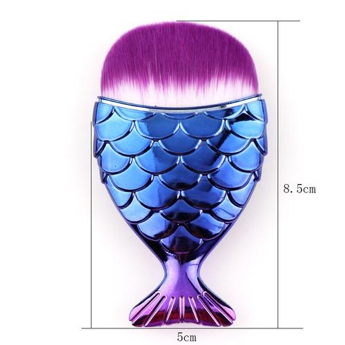 Bon66 1 Pc 8.5*5cm Professionnel Unique Grosse Tête Poisson Blanc Violet Dégradé Fond De Teint Rond Sirène Maquillage Brosse Pour Outils De Maquillage 