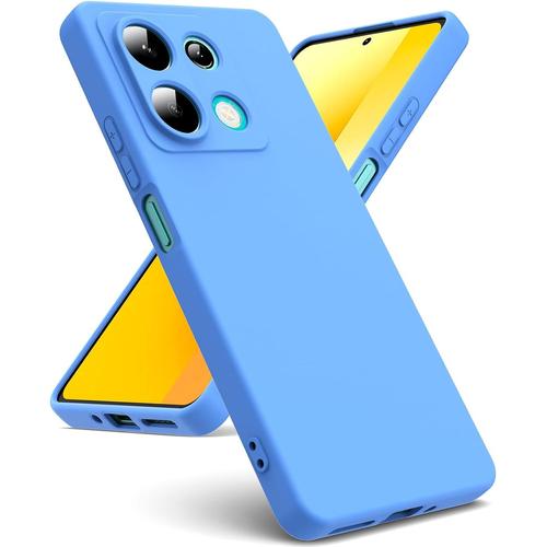 Coque Silicone Liquide Souple Pour Xiaomi Redmi Note 13 5g Avec Microfibre Intérieure Et Housse Antichoc - Bleu Ciel