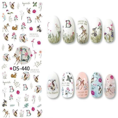 Bon66 1 Pc Coloré Fleur Cerf Oiseau Cactus Fruits Filigrane Grande Feuille Décalcomanie Autocollant Ds-440-449 Japon Manucure Ongle Autocollant 