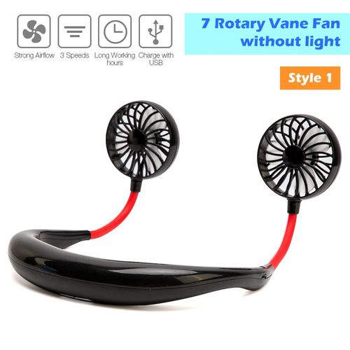 Portable 2000 mAre USB Mini ventilateur cou ventilateur Rechargeable petit Portable ventilateur de sp - Modèle: Black - LRXFSA00932