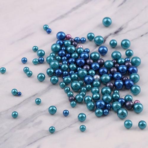 Bon66 3-6mm Bleu Profond Série Mélange Taille Imitation Sans Trou Perle Perles Rondes Pour Bricolage Nail Art Décoration 