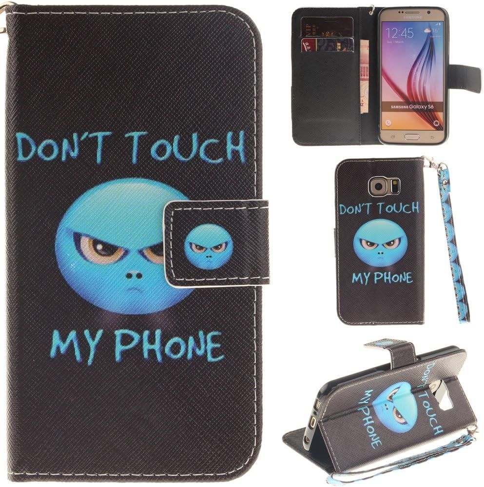 Coque En Cuir Pu À Rabat Pour Samsung Galaxy S6 - Colère, Avec Support, Porte-Cartes Et Dragonne.