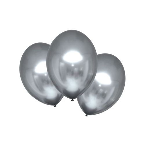 6 Ballons En Latex Argentés Satinés 28 Cm