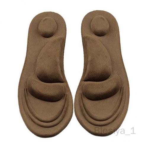 Blesiya Semelles Intérieures En Éponge Douce 3x4d Pour Femmes, Soulagement De La Douleur, Massage Des Pieds, Voûte Plantaire, Insertion De Chaussures Marron 3 Pièces