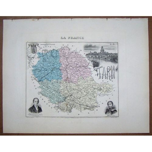 Gravure Du Departement Du Tarn . Atlas Migeon 1886