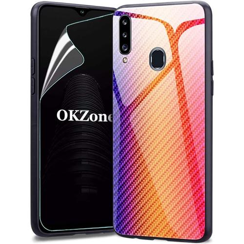 Coque Protectrice Orange Avec Film De Protection Écran Hd Pour Samsung Galaxy A20s